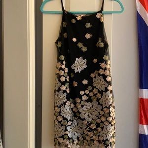 Backstage Metallic Floral Dress